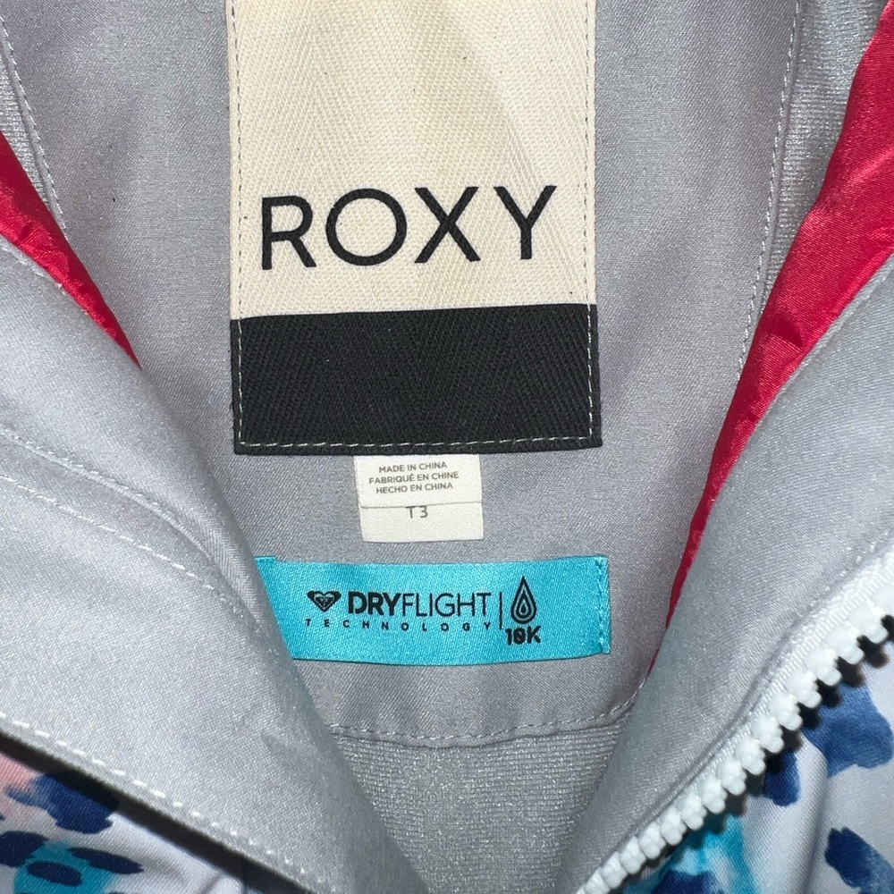Roxy Multicolor Leopard Print Jacket and Blue Snow Pants Set - Picture 3 of 12